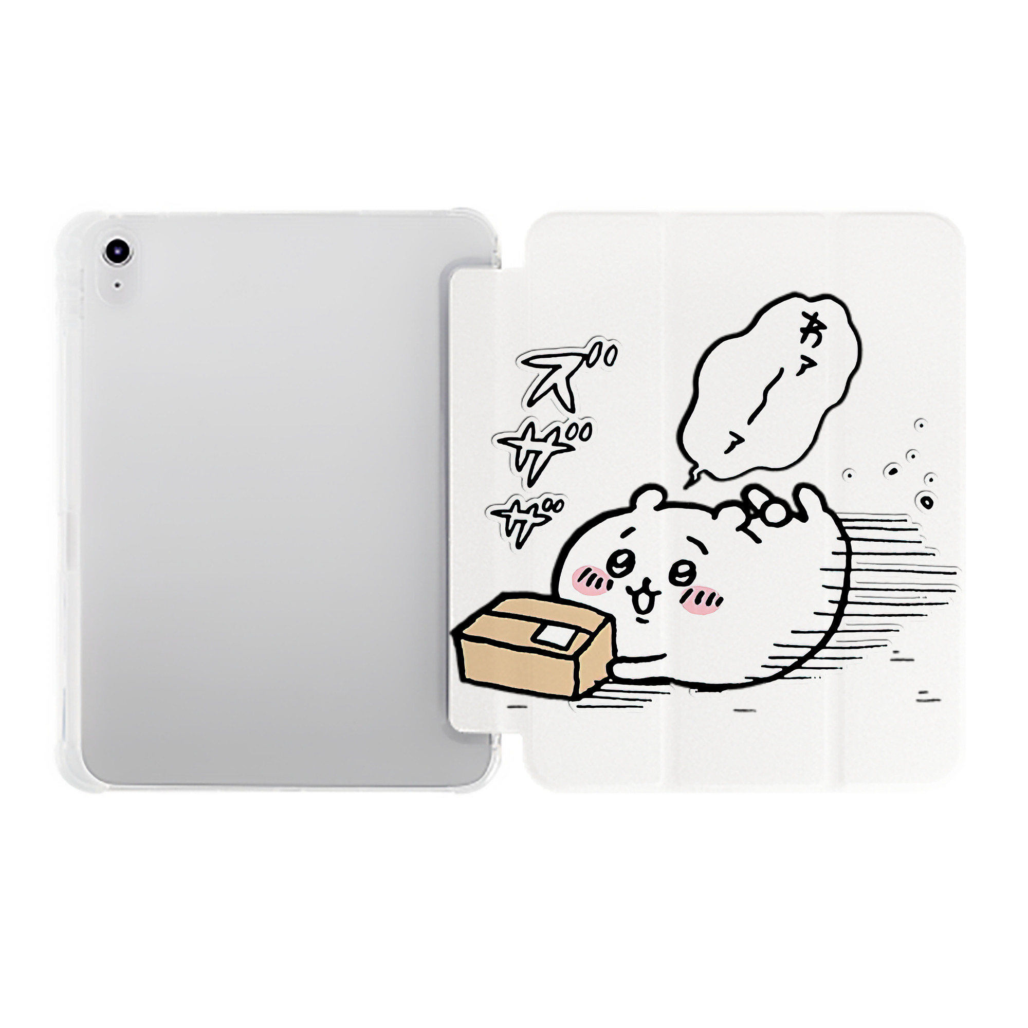 （画像用） ちいかわ ちいかわ Chii-kawa chiikawa IPad ケース ペン収納付き 三つ折りスタンド PUレザー×シリコン 対応機種9.5/10.5/10.9インチ